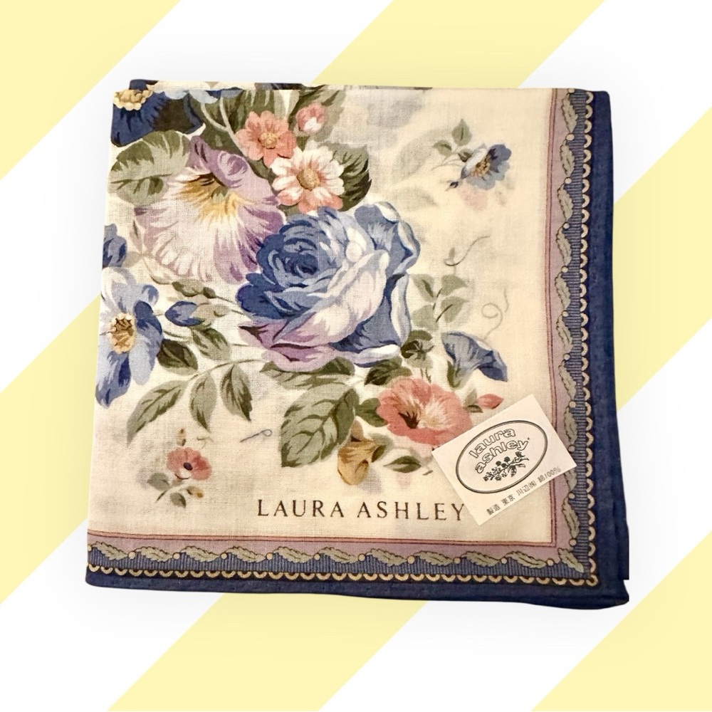 Laura Ashley Floral Handkerchief - New Blue and Multicolor Bandana Square
